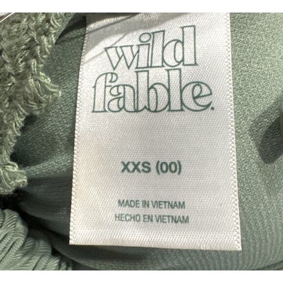 Wild Fable Green Crochet Bikini Top Women’s Size XXS Tie Front Longline Halter - Picture 5 of 6